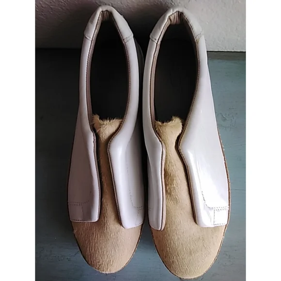 💕EUC💕 Free People x M4D3 Slip-Ons Sneakers White Calf Hair Sz.9.5 - Picture 3 of 11